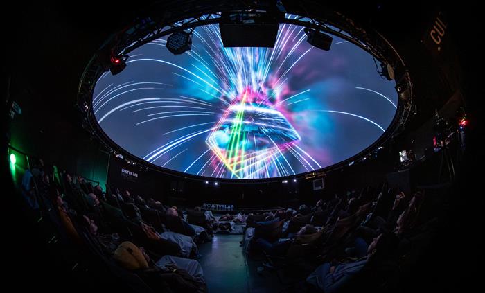 Dome screening Pink Floyd with audience
